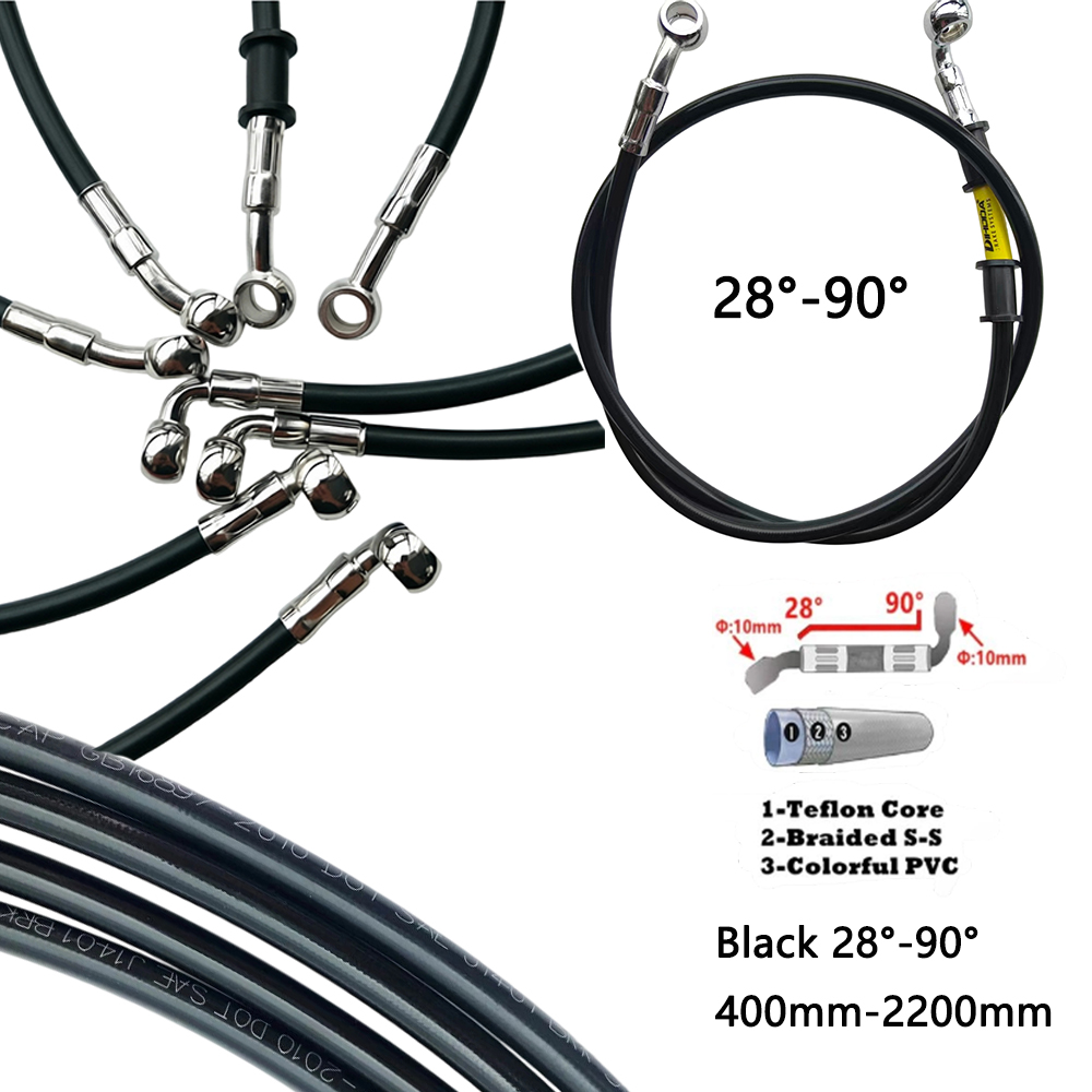 Motorcycle Brake Cable - أسود 28 ° -90 ° خرطوم