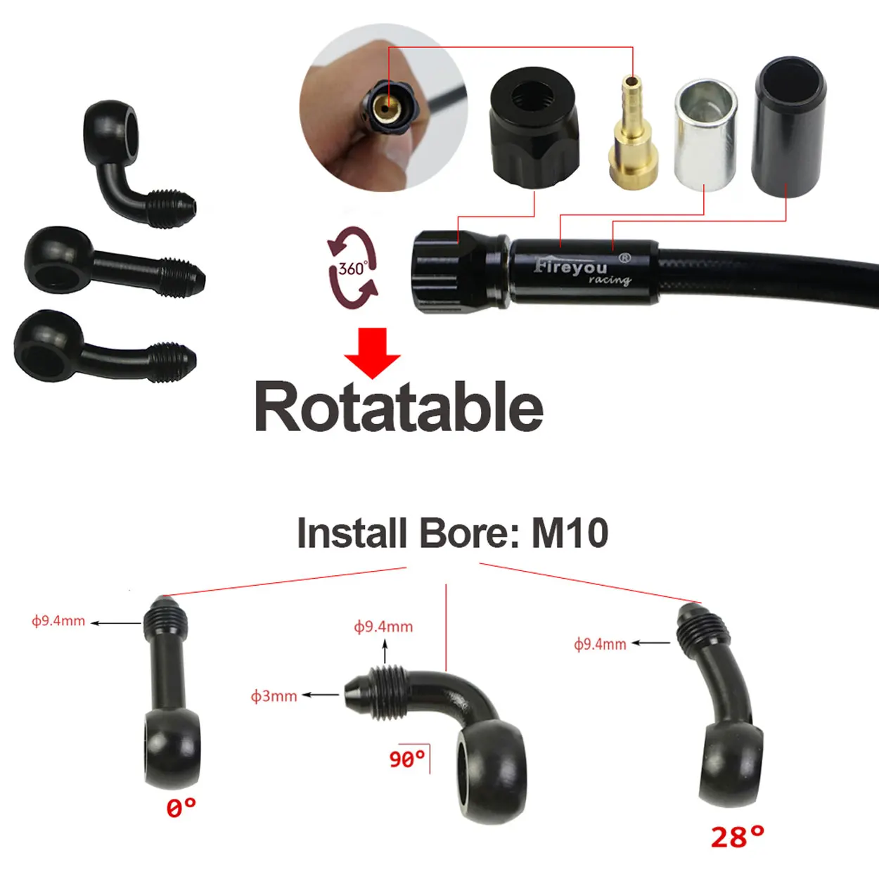 AN3 مضفر خرطوم الفرامل دراجة ن - مراجعة Motorcycle Brake Cable وسعره